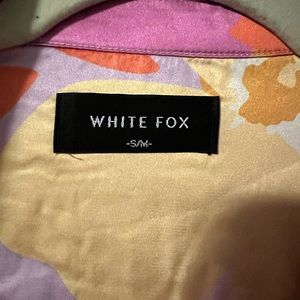 White fox silk shirt dress